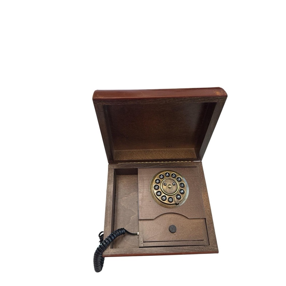 Vintage Horchow Sitel‎ Wooden Telephone Leather Wrapped Italy